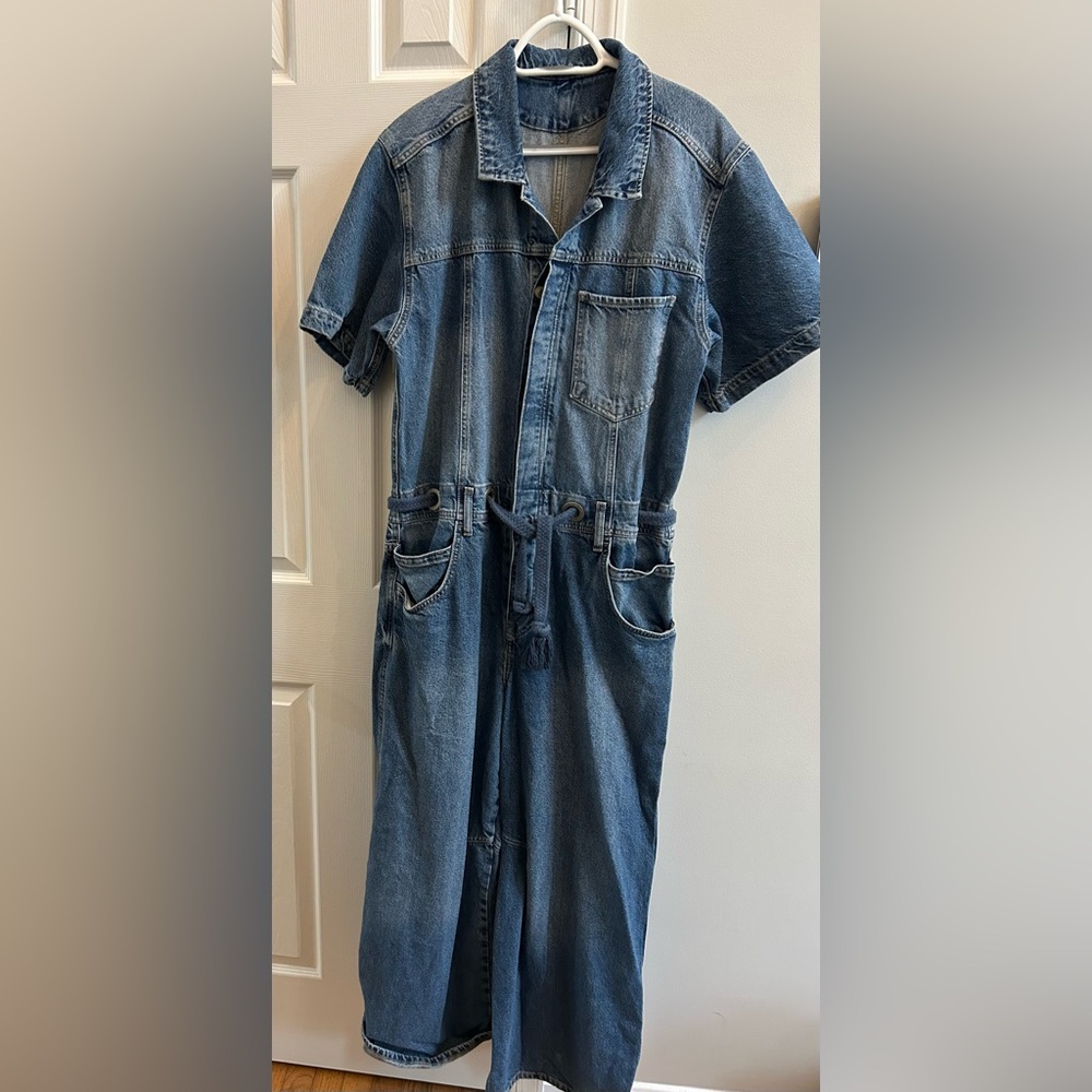 Free People We The Free Edison Wide Leg Denim Coverall Jumpsuit - Picture 5 of 6